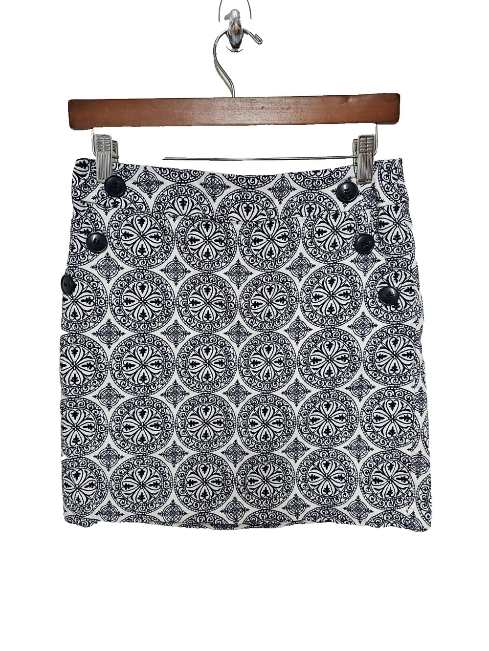 Stoosh Womens Mini Skirt Medium Black and White Geometric Pattern Y2K 90s